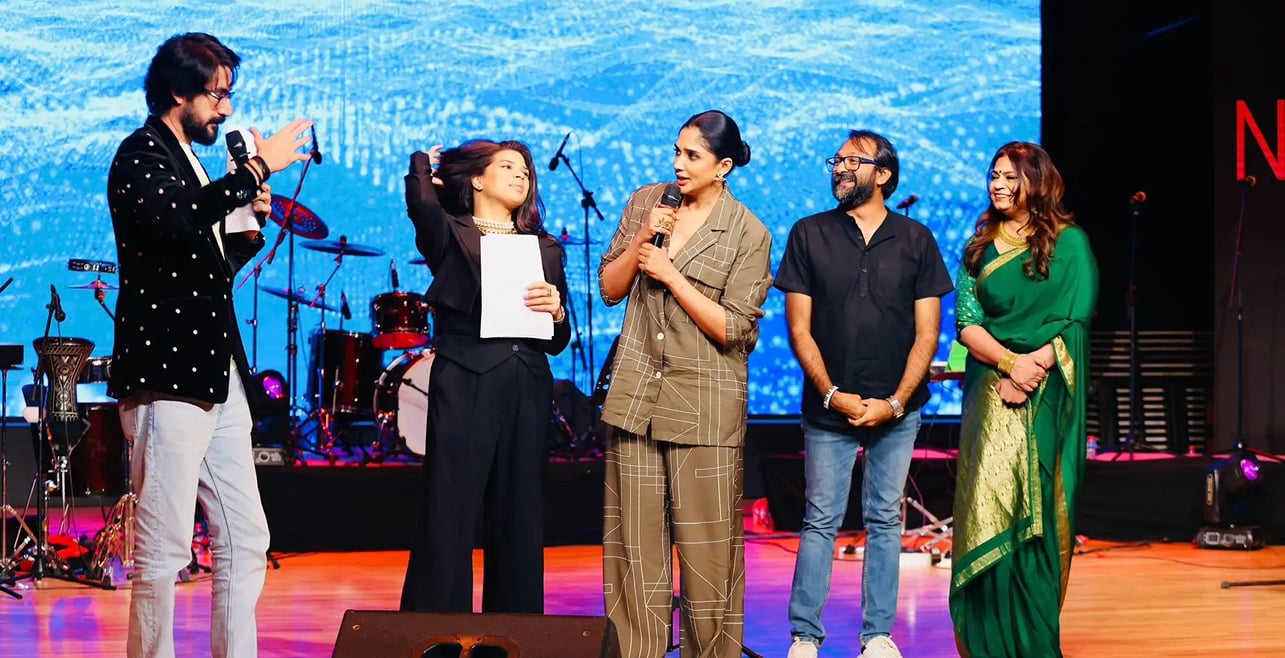 Hosts and guest artists on stage during a Melody Dreamz showcase